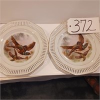 (2)PHEASANT PAINTED PORCELAIN PLATES GERMANY