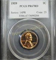 1959 Wheat Cent Graded PR67 RD by PCGS