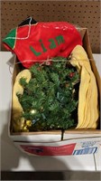 17” fake Christmas tree, stocking, and Santa hat