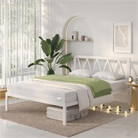 Novilla Queen Bed Frame with Headboard White