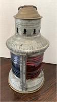 Rail road lantern with red and blue glass insert,