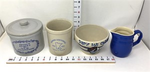 (2)Stoneware Crocks, Bowl & Pitcher