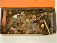 Box of wheat pennies