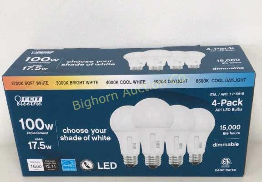 New Feit Electric 100w LED Bulbs 4-Pack