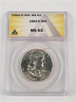1962-D Franklin Half Dollar - Graded MS63
