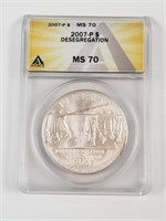 2007-P Desegregation Silver Dollar - Graded MS70