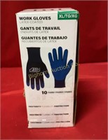Work Gloves Latex Coated Size X-Large 10 Pack