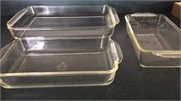 Trio of Glass Fire King Bakeware Dishes