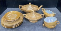 (AQ) Vintage Lusterware Octagon Tea Set, Japan