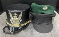 (AQ) Vintage Officer Hat, Military Marching Hat,