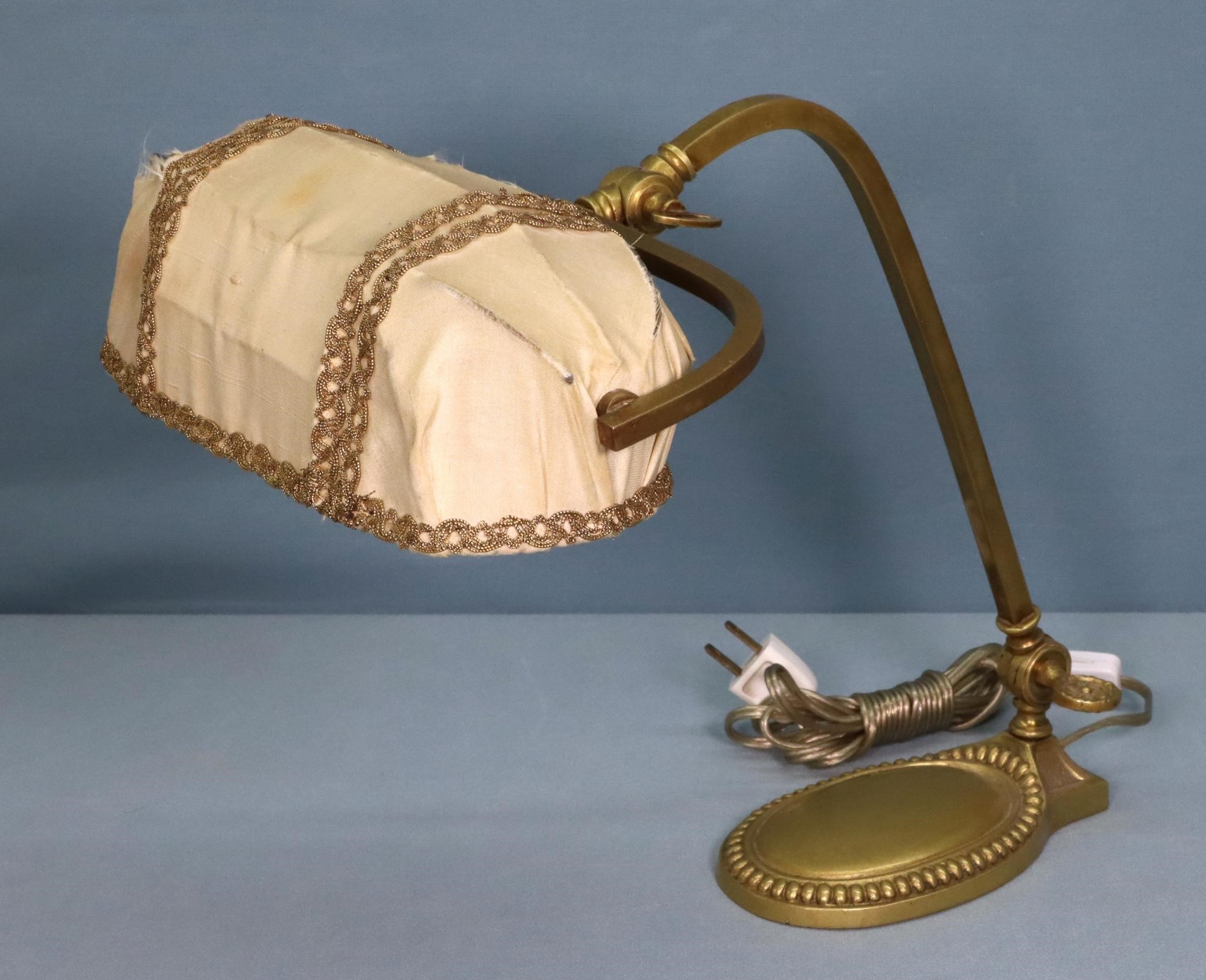 1920's Antique Brass Banker's Lamp