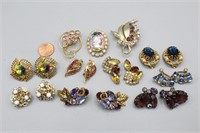 11 FAB-U Rhinestone Brooches & Clip-On Earrings