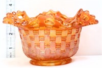 Vintage orange carnival basketweave bowl