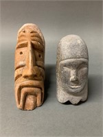 Pair of Inuit Soapstone Longface Carvings