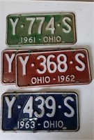 OH LICENSE PLATES-1961,1962,1963 & NEWER