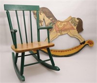 Children's Rocking Chair w Painted Plaque Horse