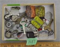 Vintage keys, dog tags, other