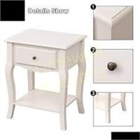 Amazon.com: SogesGame Nightstand with Drawer  Whit