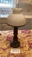 Vintage Colonial Table Lamp / Milk Glass Lamp