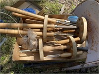 Box lot of wood lathe tools.
