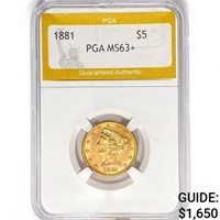 1881 $5 Gold Half Eagle PGA MS63+