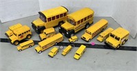 Collection of 14 Toy School Buses