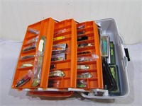 Tackle box filled with (35+) assorted folding