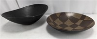 (2)Black Decorative & Checkered Design Bowl Set