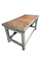 European Wood Painted Industrial Table with Drawer