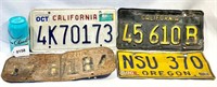 4 Vintage State License Plates California Oregon