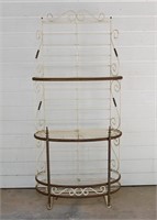 Vintage Wrought Iron & Brass Bakers Rack