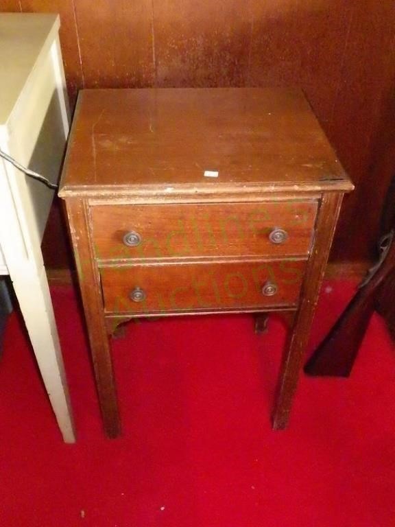 Two Drawer Vintage Sewing Cabinet & Contents