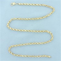 20 Inch Rope Link Chain Necklace in 10k Yellow Gol