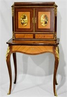 Louis XV Style Inlaid Hand Painted Ladies Desk