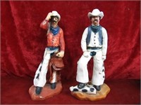 (2)Cowboy chalkware statues.