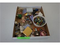 COLLECTION OF COSTUME JEWELRY ; BOWL OF VINTAGE MA