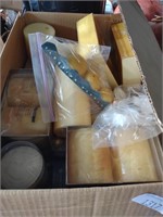 Large box of miscellaneous candles