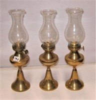 3  Brass Oil Lamps