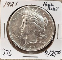 1921 Peace Dollar High Relief