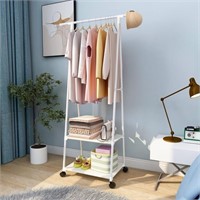 Jecpuo Small Metal Garment Rack with Shelves