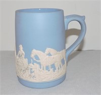 Jasperware mug with horses, 5"