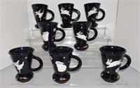 Stoneware lot of 8 mugs with rabbits, 5 1/2"