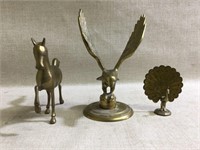 Vintage Brass Horse, Eagle, Peacock