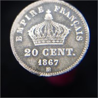 1867-BB France 20 Centimes - French Empire Silver