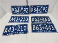 3 pairs of Ontario License plates