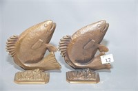 Pair  of Leaping Fish Bookends