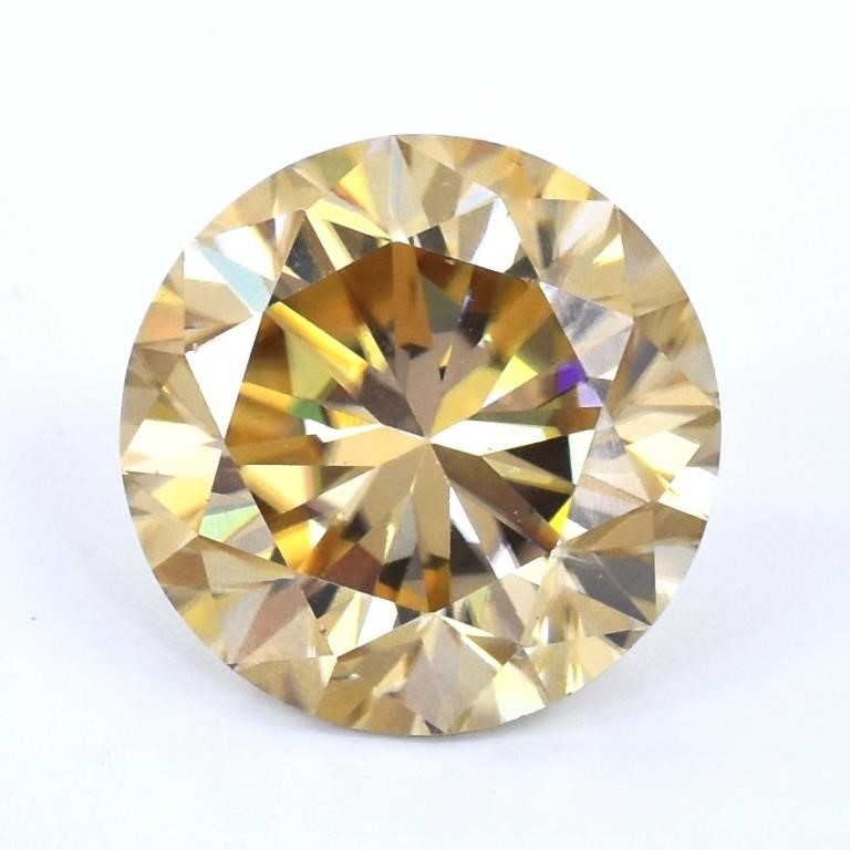 APPR $5200 12.7 Ct Round Moissanite Fancy Brown