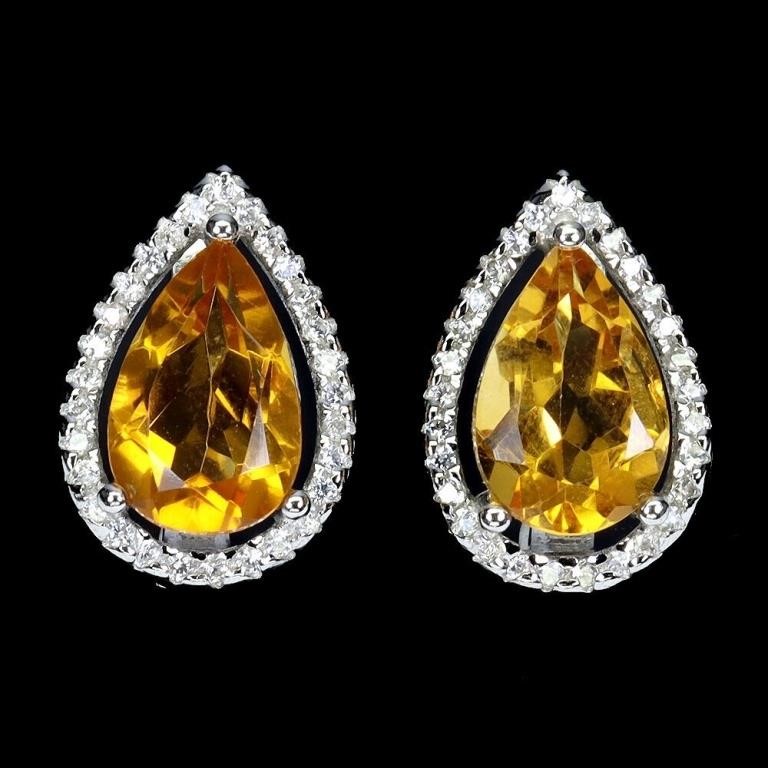 Pear Citrine 12x8mm Cz Gemstone 925 Sterling Silve