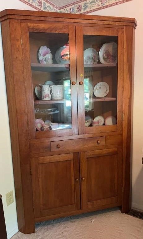 Early Cherry Corner Cupboard, NO Contents