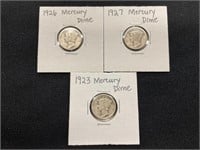 1923, 1926 & 1927 Mercury Dimes